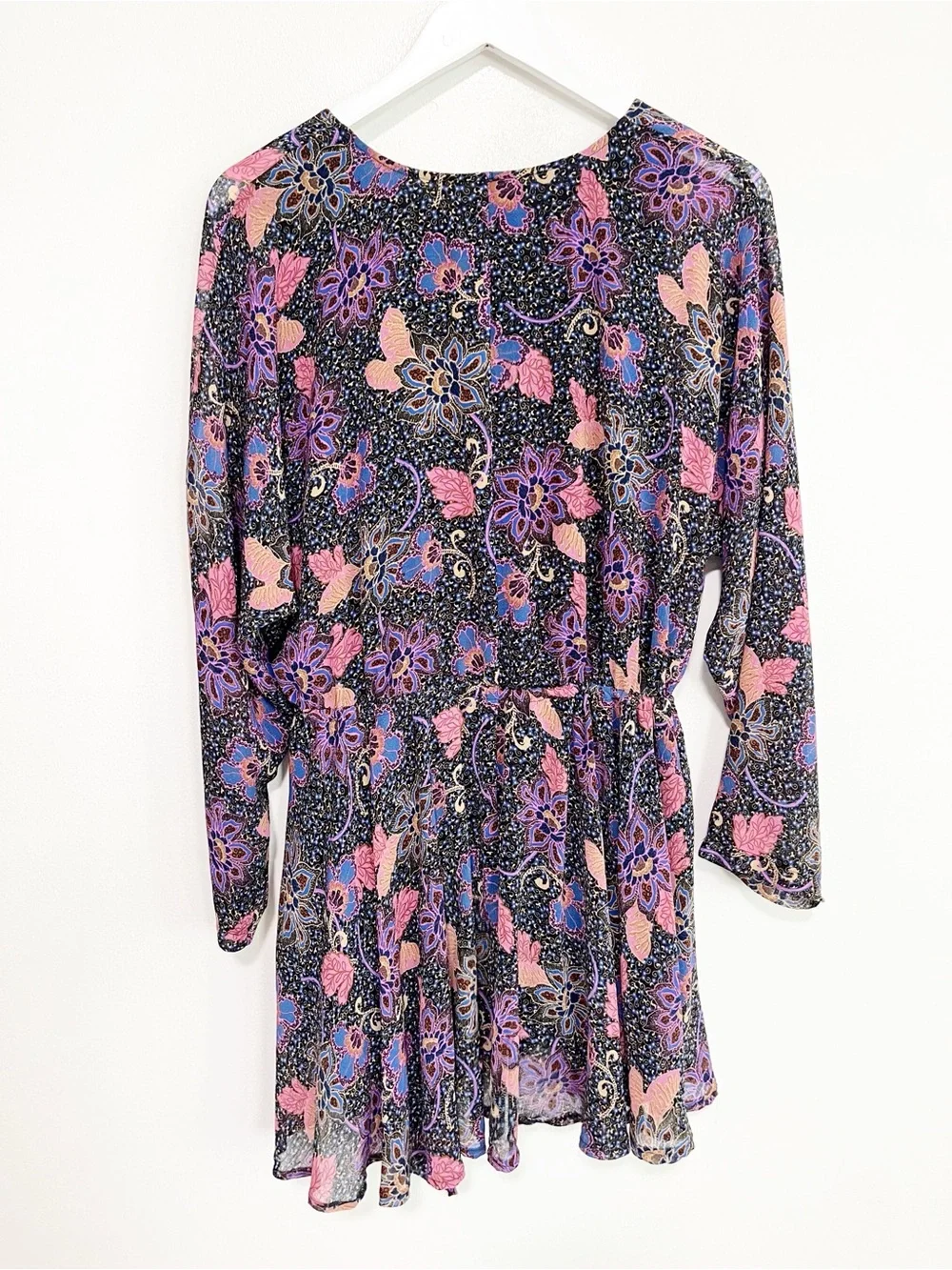 BOGO! Free People Dark Floral Asymmetric Mini Dress Black Size XS